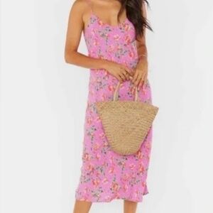 Show Me Your Mumu Zio Dress XS Chantell Floral Pink Midi
